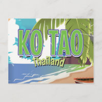Ko Tao thailand vintage travel poster
