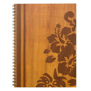 Koa-Holz-Hibiskus-Blumen mit Insel-Hawaii-Vibes Notizblock