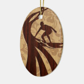 Koa hölzernes Surfer-Surfbrett Keramikornament (Links)