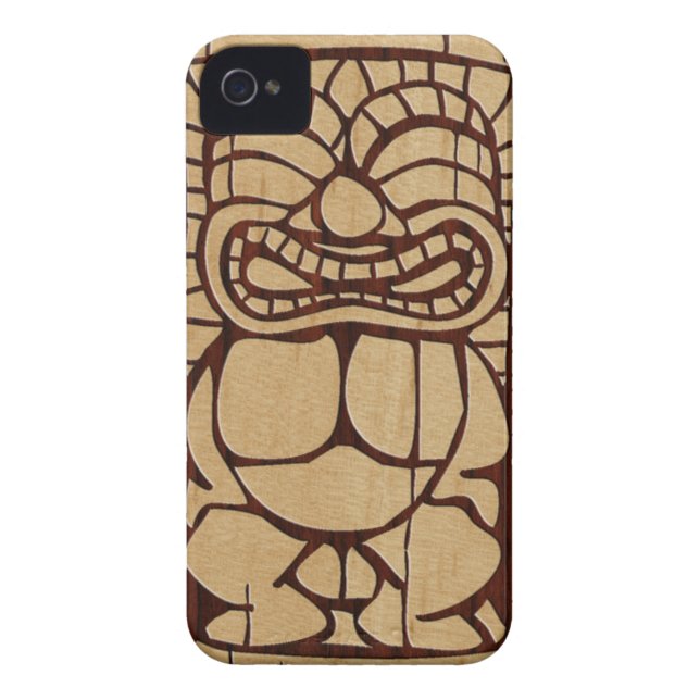 Koa hölzernes Tiki Ailani Surfbrett iPhone 4 Case-Mate iPhone Hülle (Rückseite)