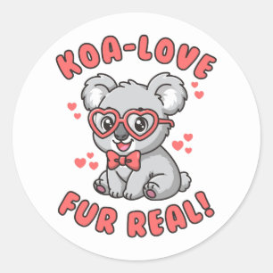 Koa-Love Fur Real - Süßer Koala-Valentinstag-Wortw Runder Aufkleber