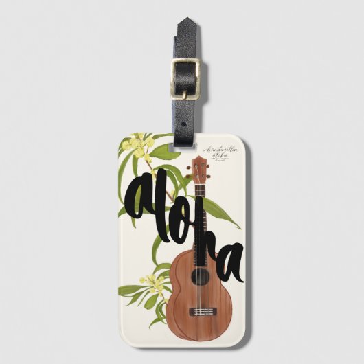 Koa Ukulele Aloha Tag Gepäckanhänger (Vorderseite Vertikal)