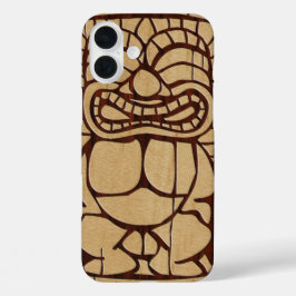 Koa Wood Tiki Ailani Surfboard iPhone 16 Plus Hülle