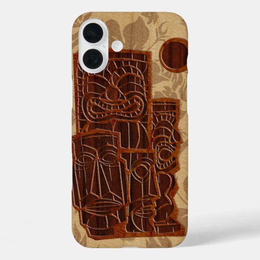 Koa Wood Tiki Sun Imitate HolzSurfboard Case-Mate iPhone Hülle (Rückseite)