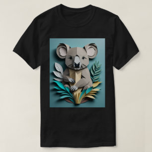 Koala 3D Paper Art Design T - Shirt
