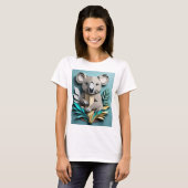 Koala 3D Paper Art Design T - Shirt (Vorne ganz)