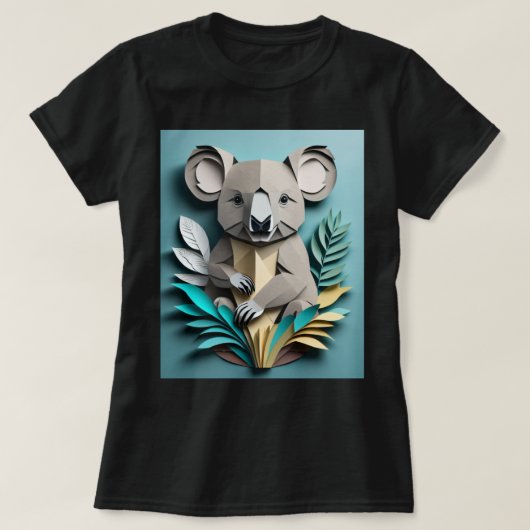 Koala 3D Paper Art Design T - Shirt (Design vorne)