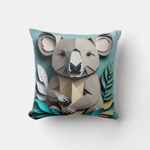 Koala 3D Paper Art Design T - Shirt Kissen