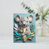 Koala 3D Paper Art Design T - Shirt Postkarte (Stehend Vorderseite)