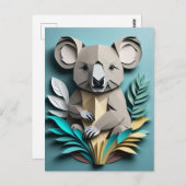Koala 3D Paper Art Design T - Shirt Postkarte (Vorne/Hinten)