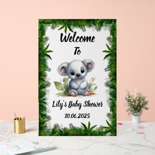 Koala Acryl Baby Duschzeichen Acrylschild (Hochzeit)