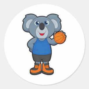 Koala als Basketballspieler mit Basketball Runder Aufkleber