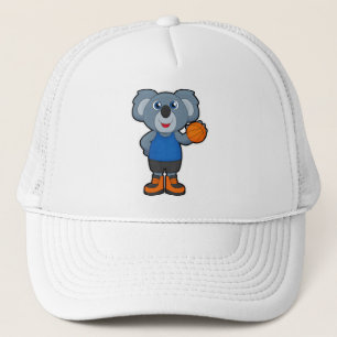 Koala als Basketballspieler mit Basketball Truckerkappe