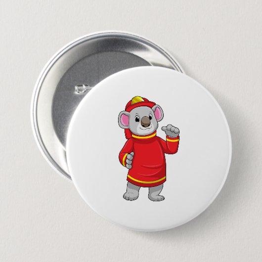 Koala als Feuerwehrmann mit Helmet Button (Vorne & Hinten)