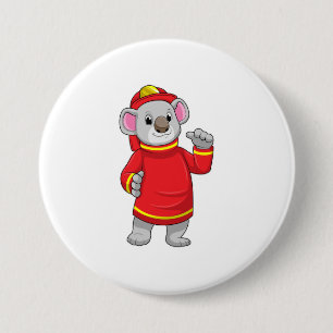 Koala als Feuerwehrmann mit Helmet Button
