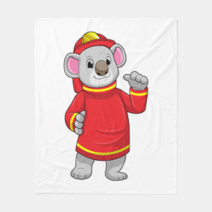 Koala als Feuerwehrmann mit Helmet Fleecedecke