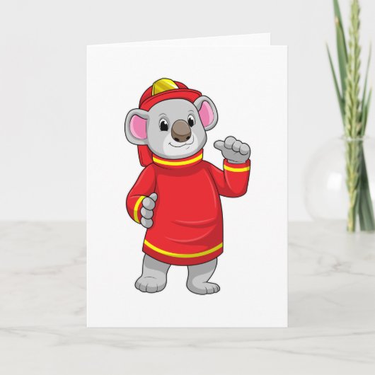Koala als Feuerwehrmann mit Helmet Karte (Vorderseite)