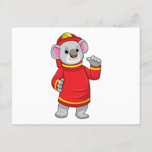 Koala als Feuerwehrmann mit Helmet Postkarte