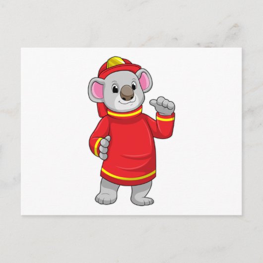 Koala als Feuerwehrmann mit Helmet Postkarte (Vorderseite)