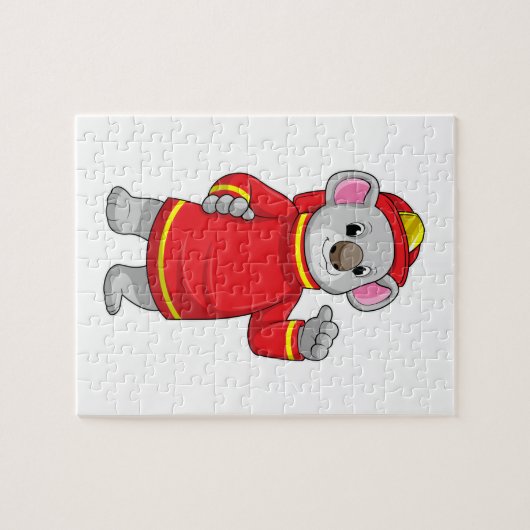 Koala als Feuerwehrmann mit Helmet Puzzle (Horizontal)