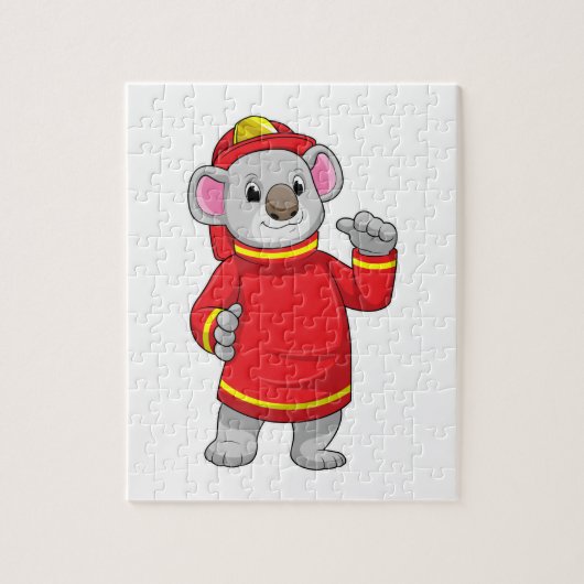 Koala als Feuerwehrmann mit Helmet Puzzle (Vertikal)