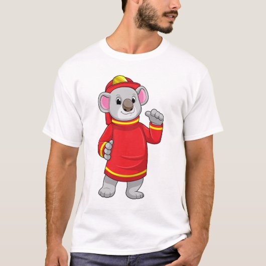 Koala als Feuerwehrmann mit Helmet T-Shirt (Vorderseite)