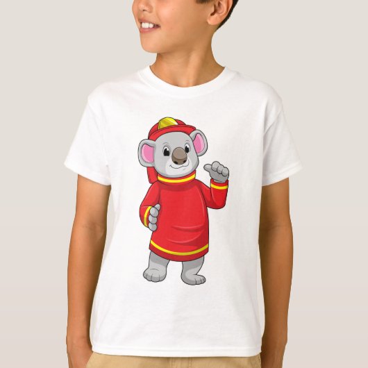Koala als Feuerwehrmann mit Helmet T-Shirt (Vorderseite)