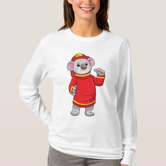Koala als Feuerwehrmann mit Helmet T-Shirt (Vorderseite)