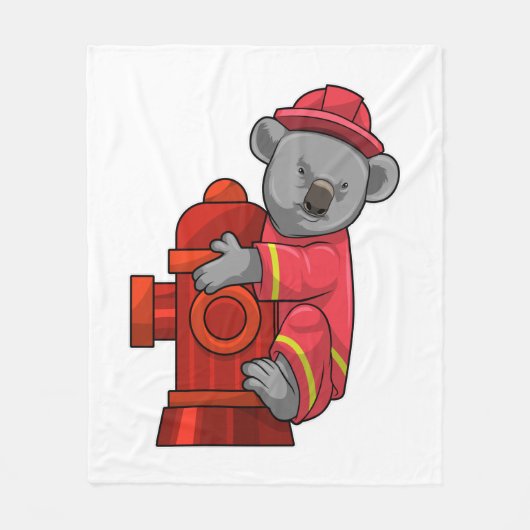 Koala als Feuerwehrmann mit Hydrant Fleecedecke (Vorderseite)