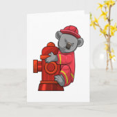 Koala als Feuerwehrmann mit Hydrant Karte (Gelbe Blume)
