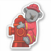 Koala als Feuerwehrmann mit Hydranten Aufkleber (Vorderseite)