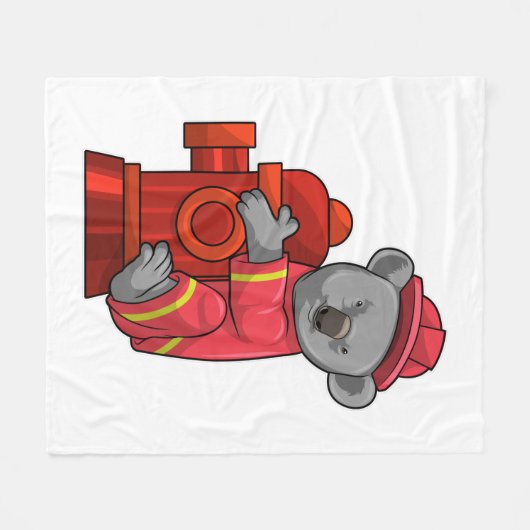 Koala als Feuerwehrmann mit Hydranten Fleecedecke (Vorderseite (Horizontal))