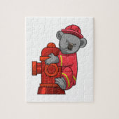 Koala als Feuerwehrmann mit Hydranten Puzzle (Vertikal)