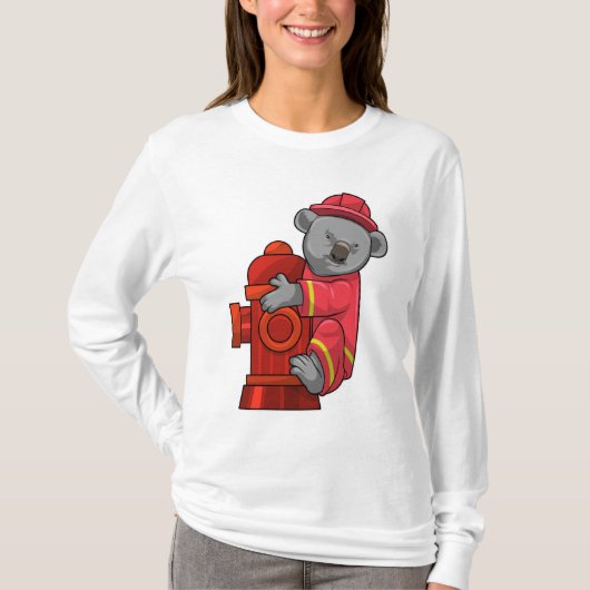 Koala als Feuerwehrmann mit Hydranten T-Shirt (Vorderseite)