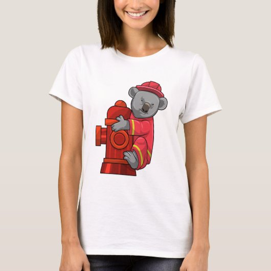 Koala als Feuerwehrmann mit Hydranten T-Shirt (Vorderseite)