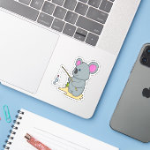 Koala als Fisher mit Angelstab und Fisch Aufkleber (Laptop mit iPhone)