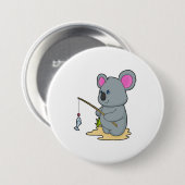 Koala als Fisher mit Angelstab und Fisch Button (Vorne & Hinten)