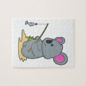 Koala als Fisher mit Angelstab und Fisch Puzzle (Horizontal)