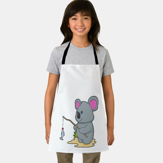 Koala als Fisher mit Angelstab und Fisch Schürze (Insitu)