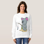 Koala als Fisher mit Angelstab und Fisch Sweatshirt (Vorne ganz)