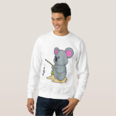 Koala als Fisher mit Angelstab und Fisch Sweatshirt (Vorne ganz)