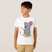 Koala als Fisher mit Angelstab und Fisch T-Shirt (Vorne ganz)
