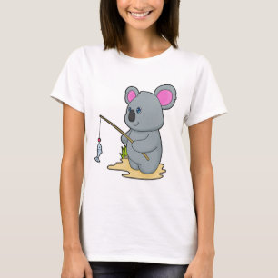 Koala als Fisher mit Angelstab und Fisch T-Shirt