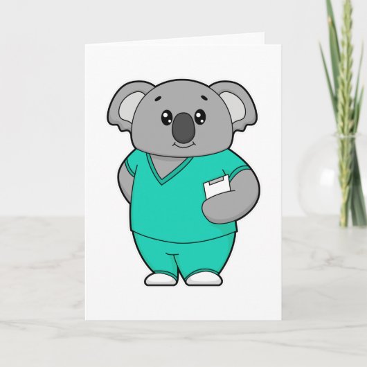 Koala als Krankenschwester mit Notepad Karte (Vorderseite)