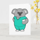 Koala als Krankenschwester mit Notepad Karte (Gelbe Blume)