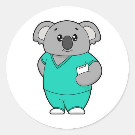 Koala als Krankenschwester mit Notepad Runder Aufkleber (Vorderseite)