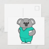 Koala als Krankenschwester mit Notizblock Postkarte (Vorne/Hinten)