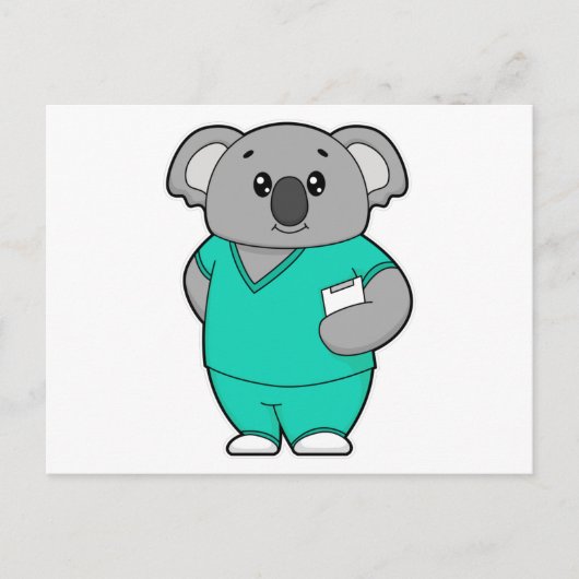 Koala als Krankenschwester mit Notizblock Postkarte (Vorderseite)
