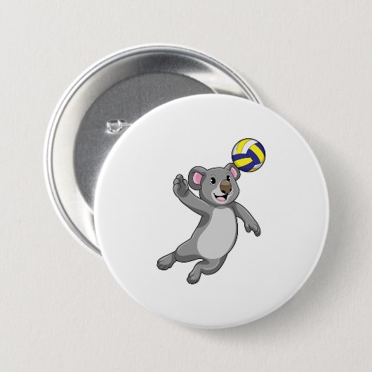 Koala als Volleyballspieler mit Volleyball Button (Vorne & Hinten)