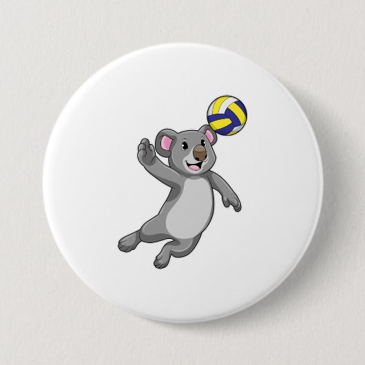Koala als Volleyballspieler mit Volleyball Button (Vorderseite)